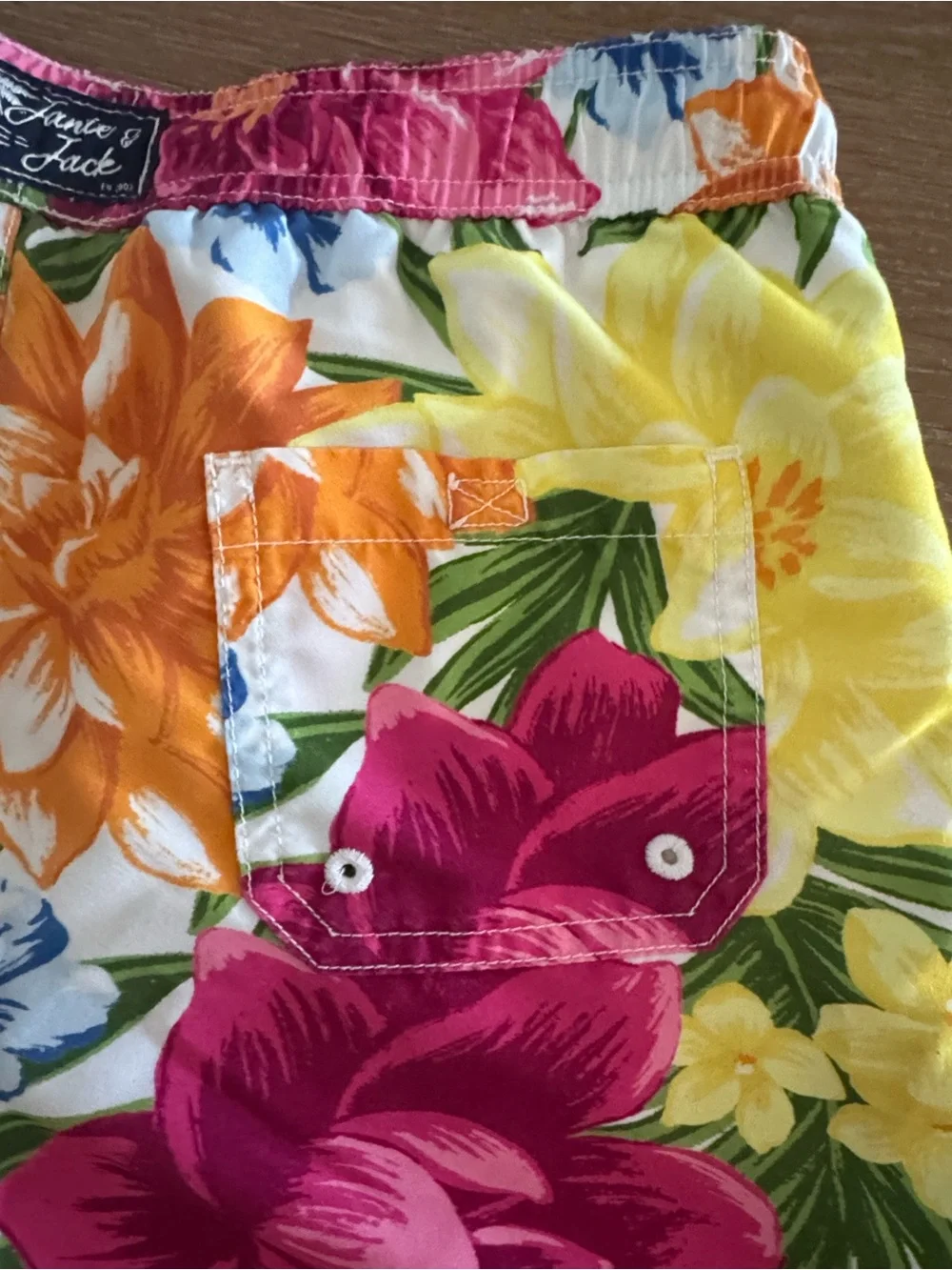 Janie and Jack Kids' Tropical Swim Trunks - Blue, Yellow, Green